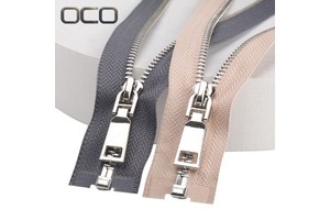 OCO Zipper High Quality Silver Y Teeth No. 5 Custom Length Open-end Metal Zip For Cotton-padded Vest Coat Pants Jacket Zip